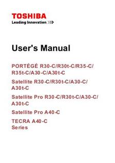 Toshiba Satellite Pro A40 C manual. Camera Instructions.